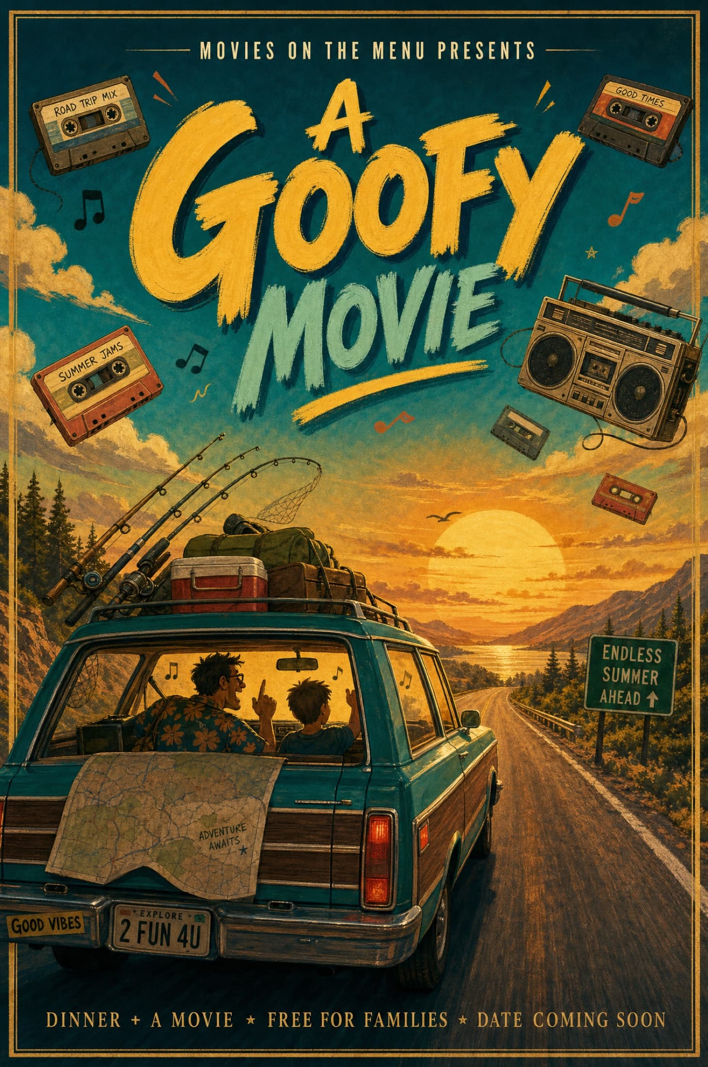 Movies on the Menu event flyer for A Goofy Movie