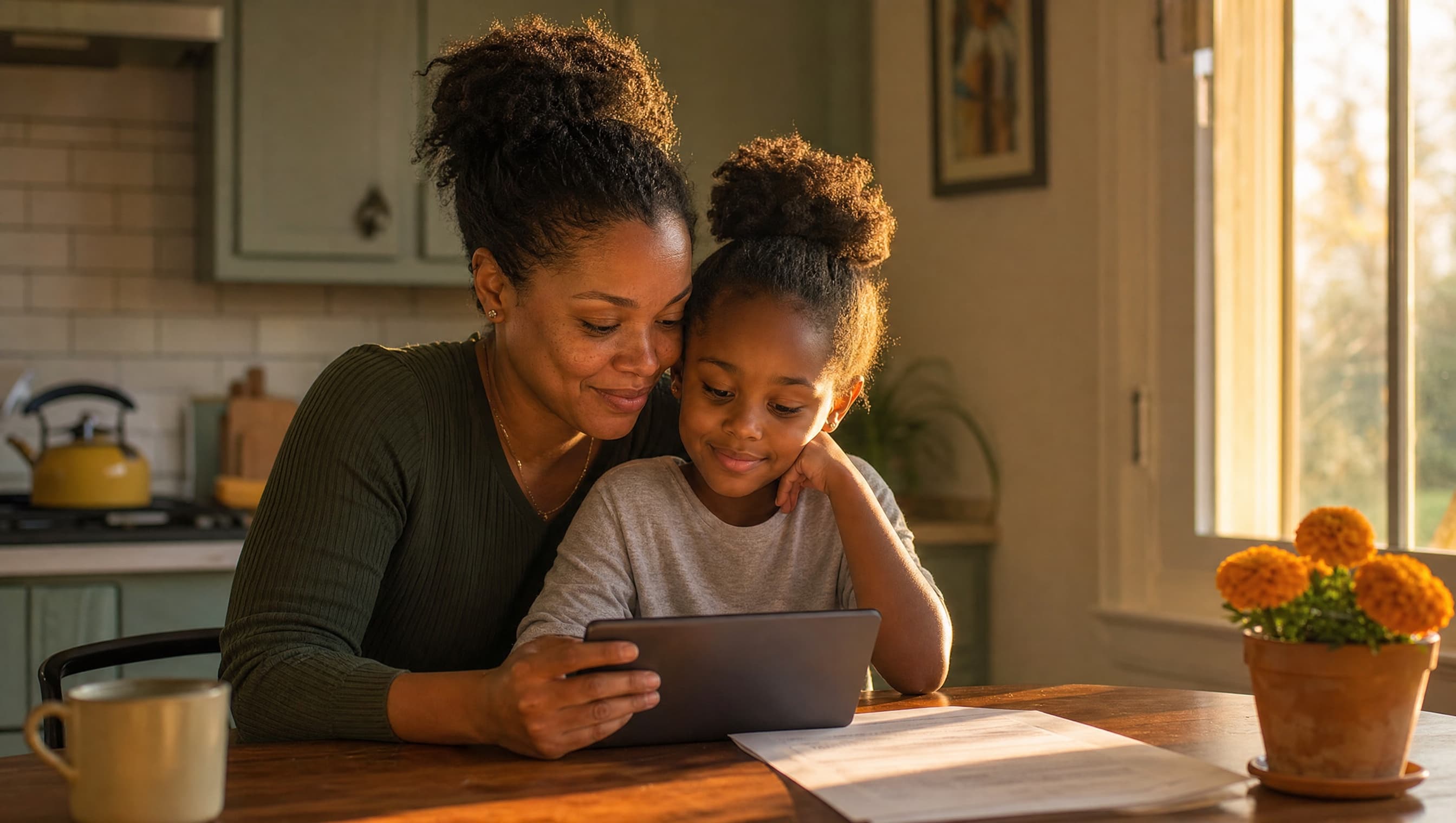 A parent and child understanding an IEP together with Marigold
